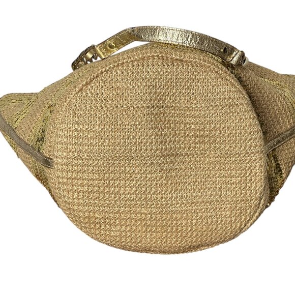 Kate Spade woven tote bag with gold sequins and gold leather and chain handles - Picture 4 of 10